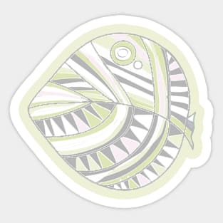 Mazipoodles New Fish Head Leaf White Gray Green Distressed Sticker